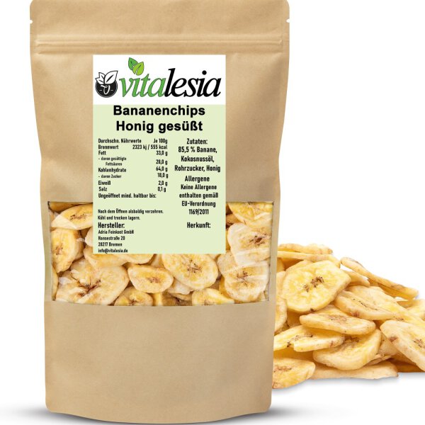 1kg Bananenchips Honig gesüßt frittiert in Kokosöl