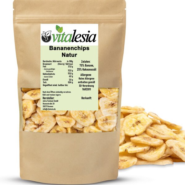 5kg Bananenchips naturbelassen frittiert in Kokosöl