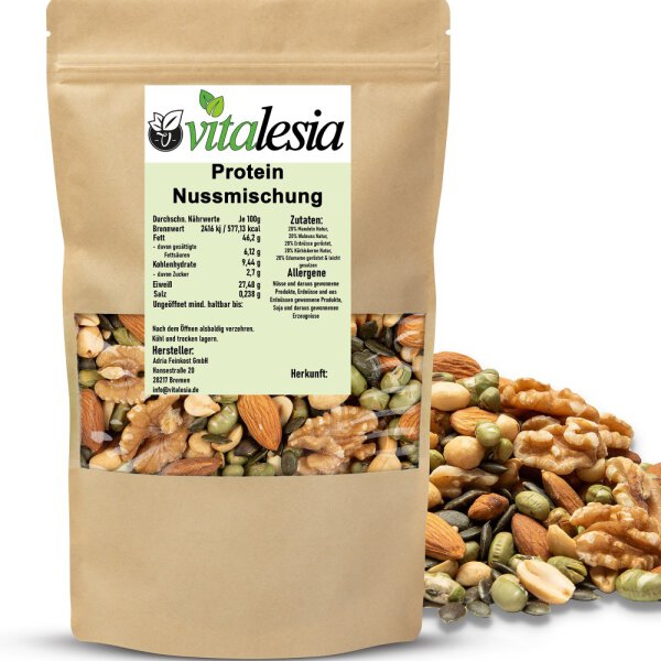 Protein Nussmix mit 3 Nüssen Kürbiskernen & Edamame