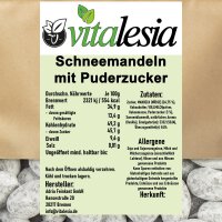 Schneemandeln in Vollmilchschokolade und Puderzucker