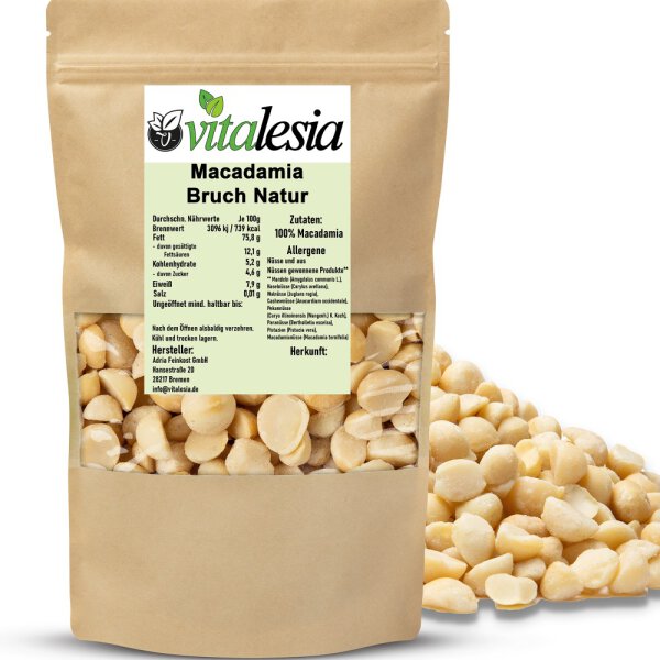 Macadamia Bruch Naturbelassen große Stücke