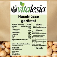 500g Haselnüsse ganz geröstet ohne Haut