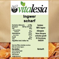 500g Ingwer scharf getrocknet naturbelassen