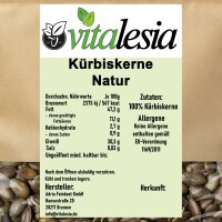 Kürbiskerne naturbelassen gereinigt Güteklasse AA GWS